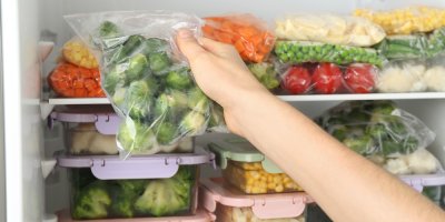 Potraviny v dózách a pytlech v lednici