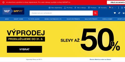 Banner oznamující konec online objednávek na Electro World 