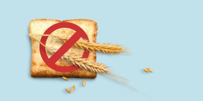 Plátek toastového chleba s přeškrtnutým obilím