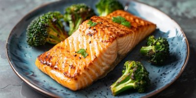 Losos s brokolicí na talíři