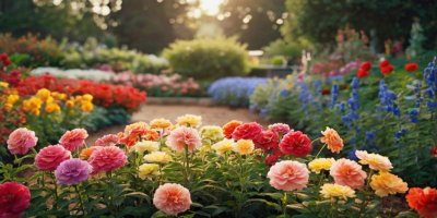 Rozkvetlá zahrada plná květin