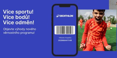 Modrý vizuál aplikace Decathlon