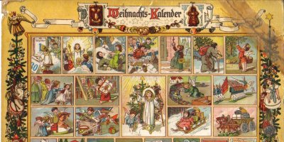 První komerčně dostupný adventní kalendář s obrázky s vánoční tematikou