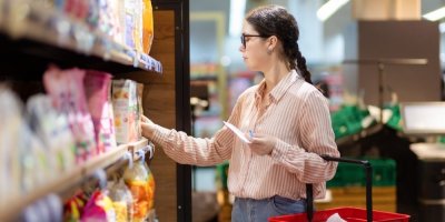 Žena nakupuje v kamenné prodejně