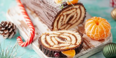 Roláda s čokoládou a mandarinkami