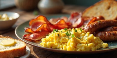 Vajíčka se slaninou a klobáskou