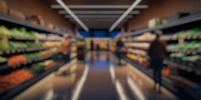 Rozmazaná fotografie vnitřku obchodu