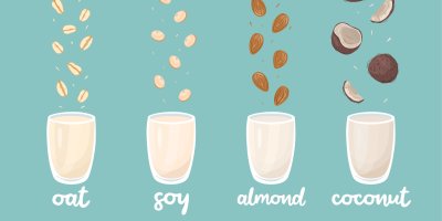 Různé druhy rostlinných mlék