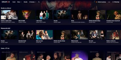 Nabídka záznamů divadelních představení na online platformě Dramox