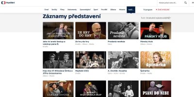 Nabídka záznamů divadelních představení na online platformě iVysílání