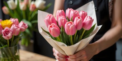 Růžové tulipány jako řezaná květina