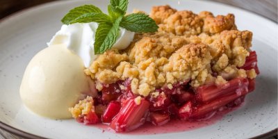 Pečená rebarbora s drobenkou 