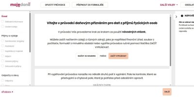 Náhled webu Moje daně