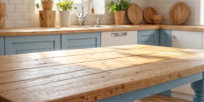 Dřevěný stůl v kuchyni