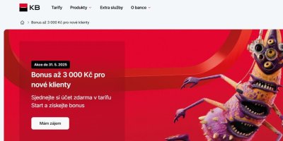 Nabídka od Komerční banky na bonus až 3 000 Kč pro nové klienty