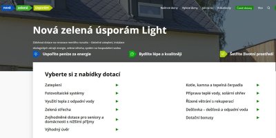 Nová zelená úsporám Light, nabídka dotací na webových stránkách