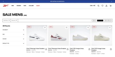 Chyby v cenách na e-shopu Reebok.eu.