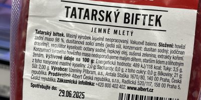 Etiketa se složením tataráku