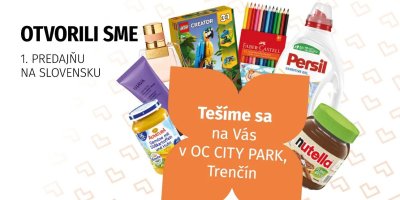 Upoutávka na nově otevřenou prodejnu Müller na Slovensku