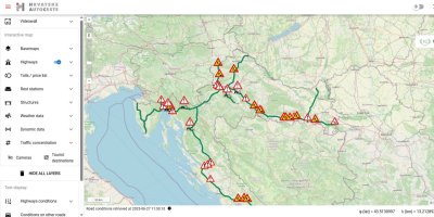 Náhled mapy Chorvatska s plánem tras