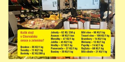 Ukázka cen ovoce a zeleniny v chorvatských supermarketech