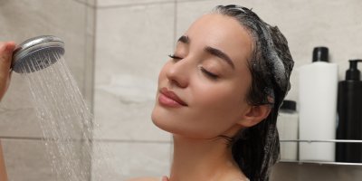 Žena si umývá vlasy