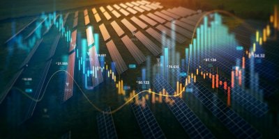 Solární panely a graf akciového trhu