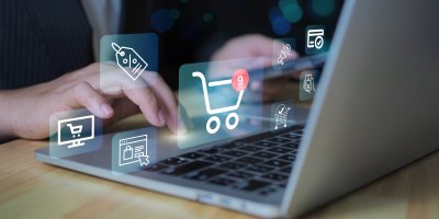 Notebook s logy nakupování