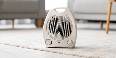 Přímotop stojí na koberci