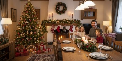 Rodina u vánočního stolu