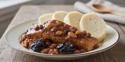 Kapr na černo s knedlíkem