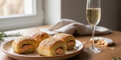 Pečivo z listového těsta plněné lososem