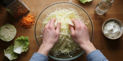 Míchání zelného salátu