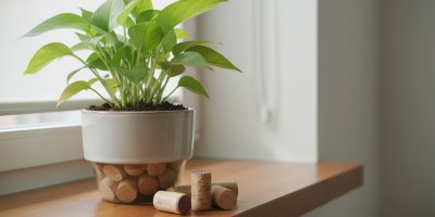 Korky od vína v květináči