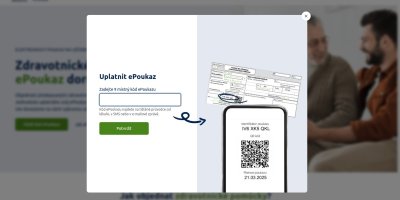 Kolonka pro zadání kódu elektronického poukazu