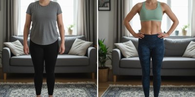 Tělo ženy před zhubnutím a po zhubnutí