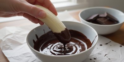 Namáčení banánu do čokolády