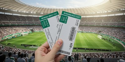 Lístky v ruce na fotbalovém stadionu