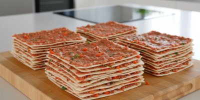 Naskládané tortilly s masem