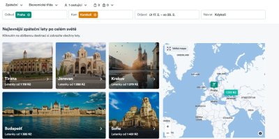 Náhled letenkového srovnávače
