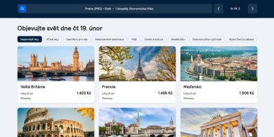 Náhled webu s letenkami
