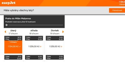 Náhled webu s letenkami