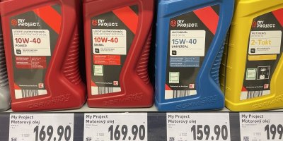 Motorové oleje v supermarketu