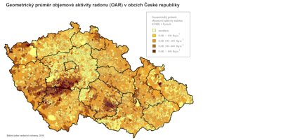Mapa koncentrace radonu v České republice