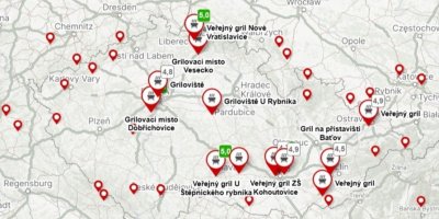 Mapa veřejných grilovacích míst v ČR