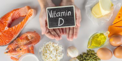 Zdravé potraviny a nadpis vitamin D
