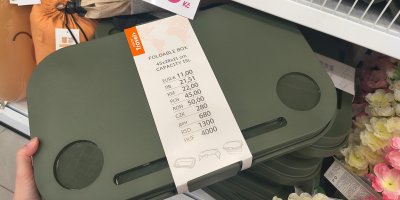 Skládací turistický koš s víkem