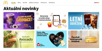 Novinky na webu McDonald’s