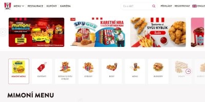 Mimoní menu na webu KFC