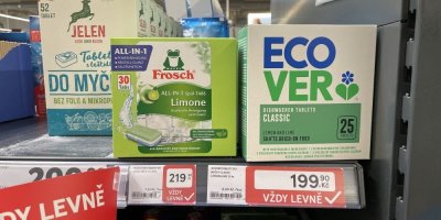 Mycí tablety v supermarketu